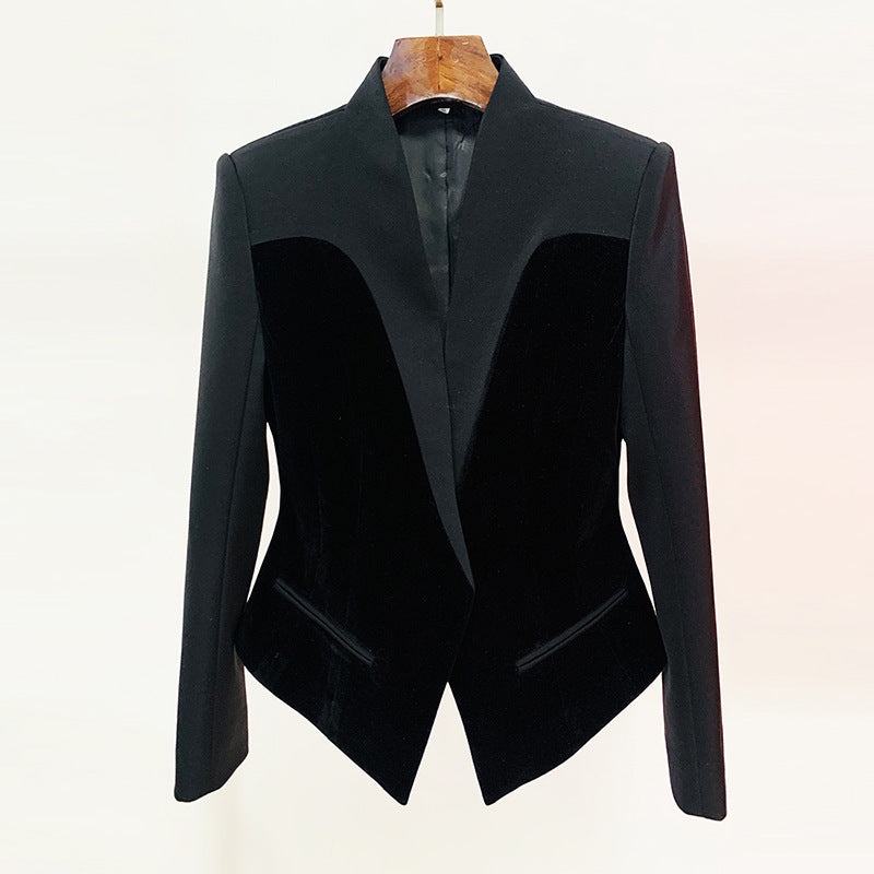Schmaler Blazer mit Samtnähten und Sternen