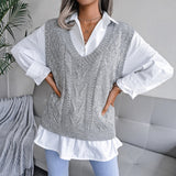 Strickweste mit Cut-Out-Twist und V-Ausschnitt für Damen