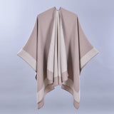 Double-Sided Frame Piping Shawl Khaki