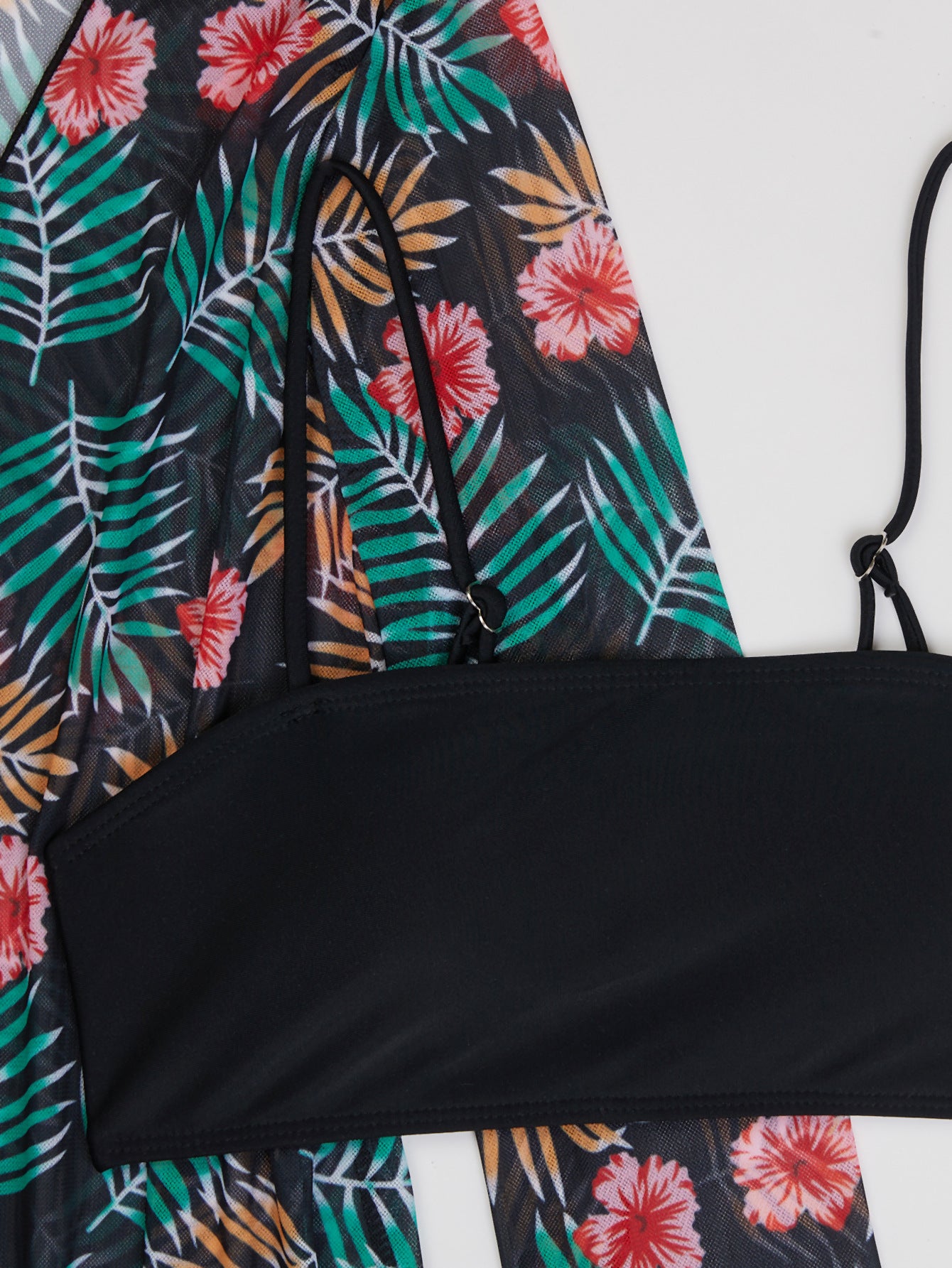Printed Long Sleeve Three-Piece Bikini Swimsuit