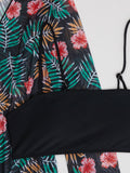 Printed Long Sleeve Three-Piece Bikini Swimsuit