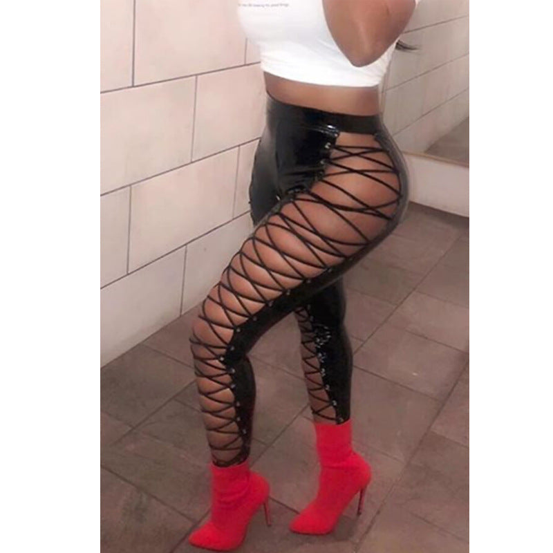 Slim Criss Cross Strap Casual Pants