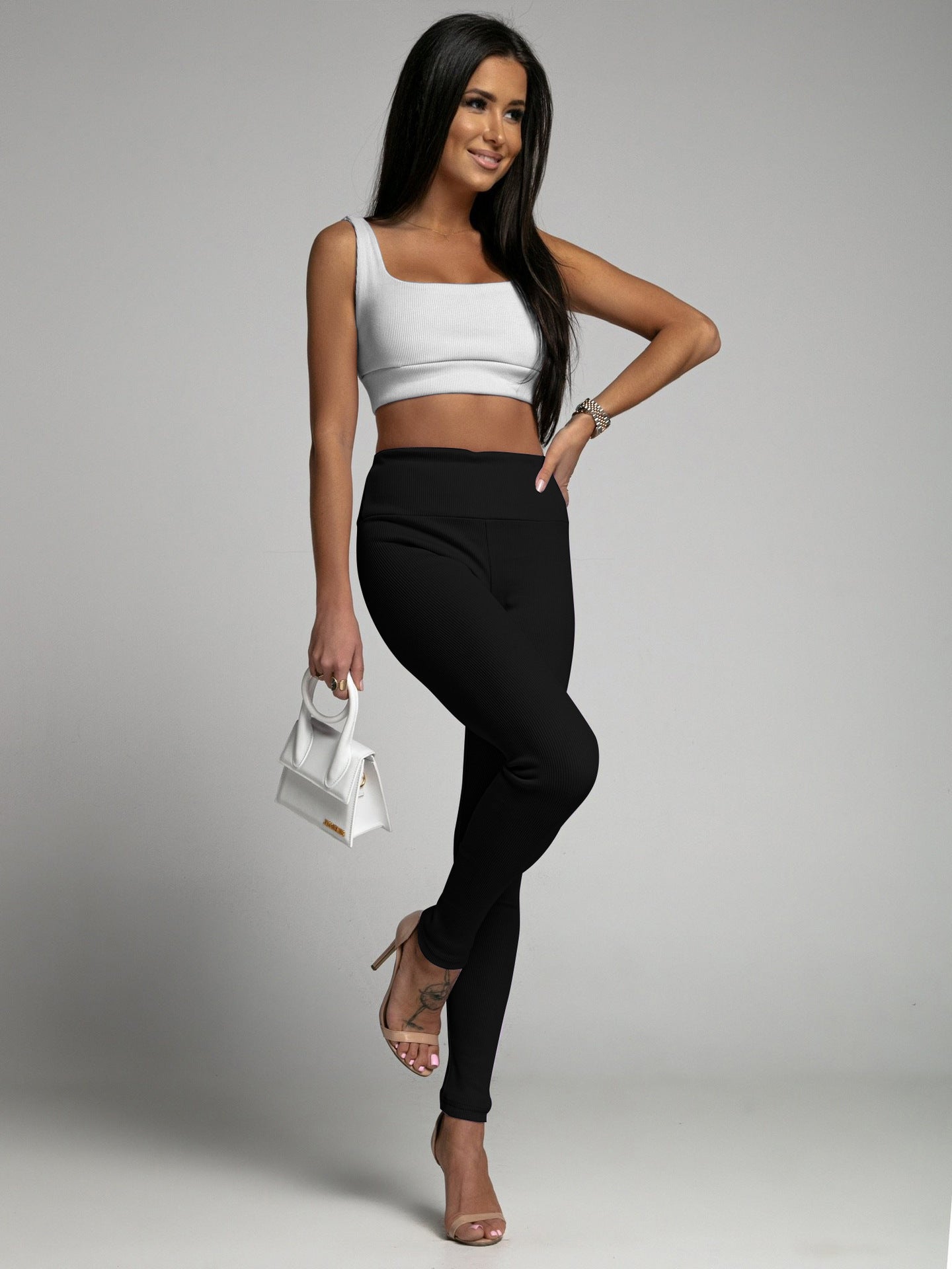 High Waist Vertical Striped Leggings