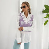 Preppy Süßer Pilz Jacquard Weste Pullover für Damen