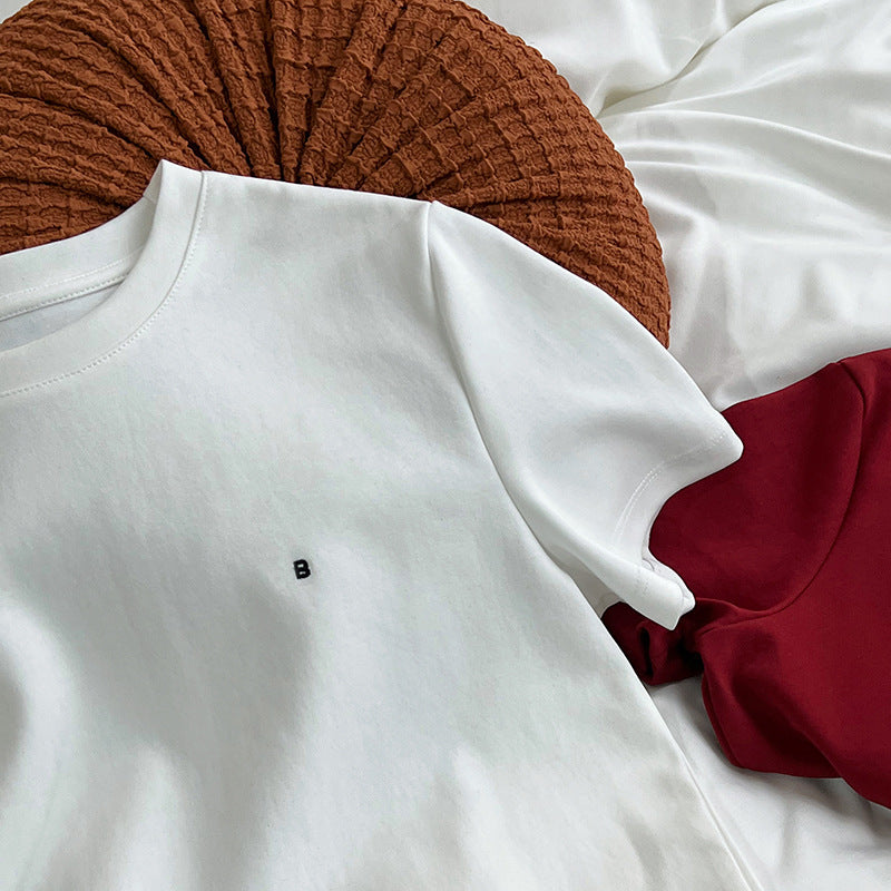Letter Graphic Embroidered Short Sleeve T-Shirt for Women
