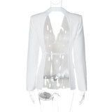 Backless Slim Fit Long Sleeve Blazer