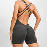 Pantalon de yoga plissé pêche pour femme
