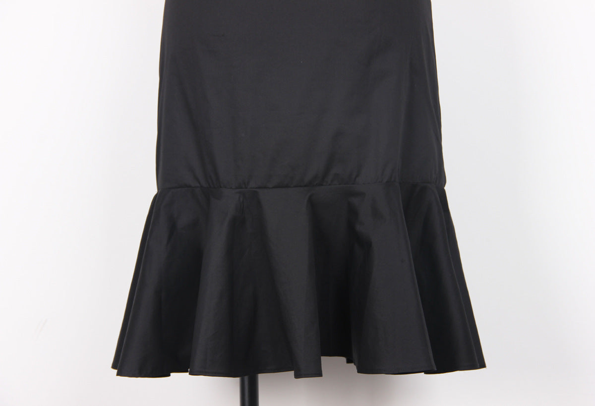 Summer Cotton Single Breasted Fishtail Dress