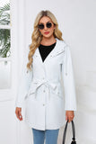 Trench-coat imperméable à capuche avec ceinture