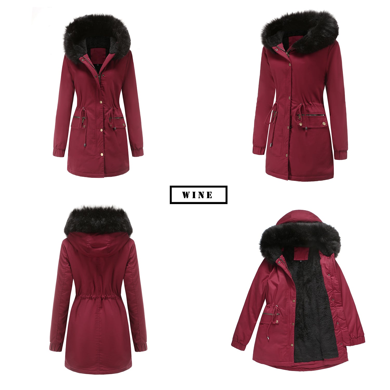 Fur Collar Hooded Winter Coat for Women