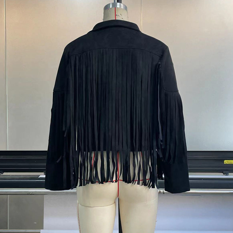 Schicke Wildlederjacke mit Quaste für Damen