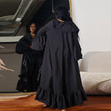 King-Size Solid Color Ruffle Inverness Coat