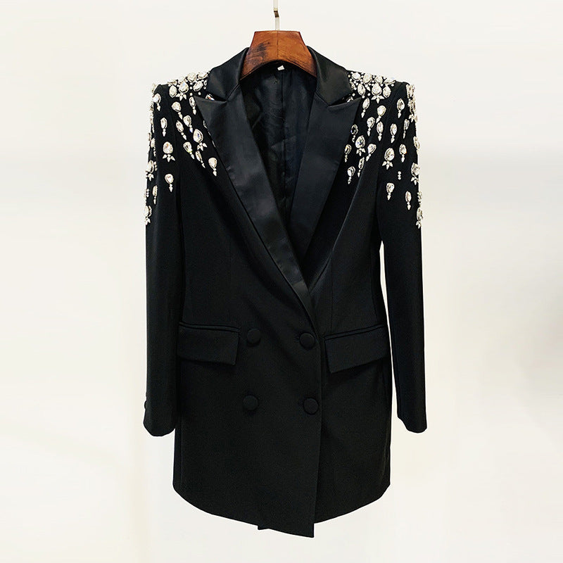 Handmade Beaded Diamond Long Blazer