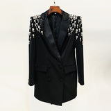 Handmade Beaded Diamond Long Blazer