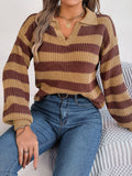 Casual Long Sleeve Knit Sweater with Collar