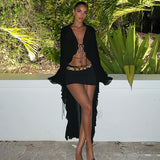 Beachwear-Netzkleid mit Holzdetails