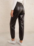 Casual Faux Leather Biker Pants for Women