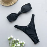 Maillot de bain bikini tube sexy de couleur unie