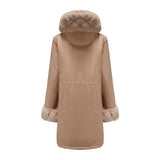 Mid-Length Padded Parka with Fur Collar