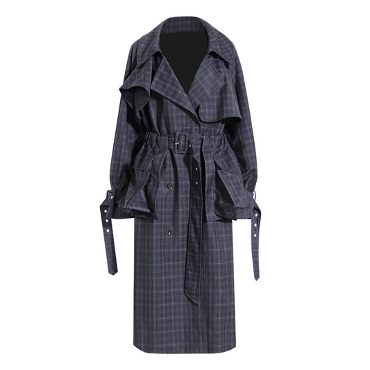 British Plaid Belted Trench Coat