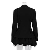 Collared Blazer & Pleated Pettiskirt Two-Piece Set for Women