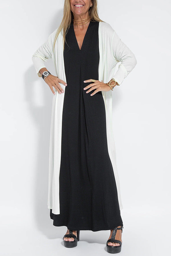 Cardigan Coat and Solid Dress Set for Women