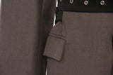 Double Belt Asymmetric Long Blazer Top