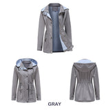 Manteau coupe-vent rayé avec chapeau amovible