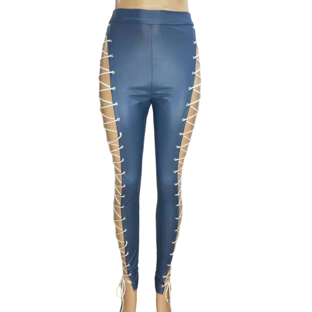 Slim Criss Cross Strap Casual Pants