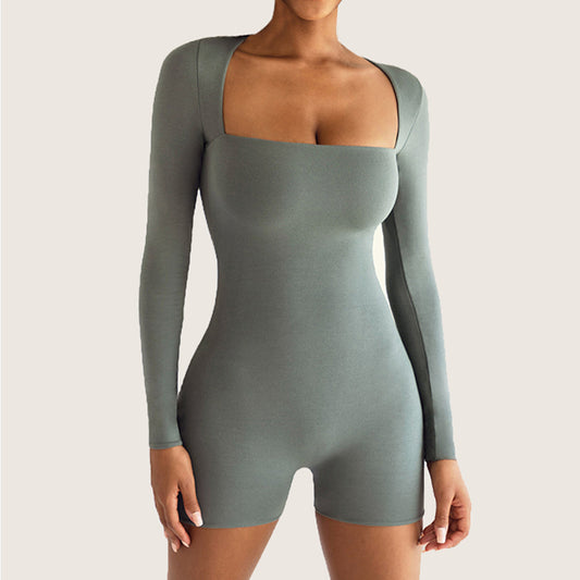 SculptFit Ballet-Style Slim Long Sleeve Yoga Romper