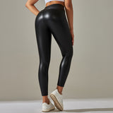 High Waist Faux Leather Leggings for Women