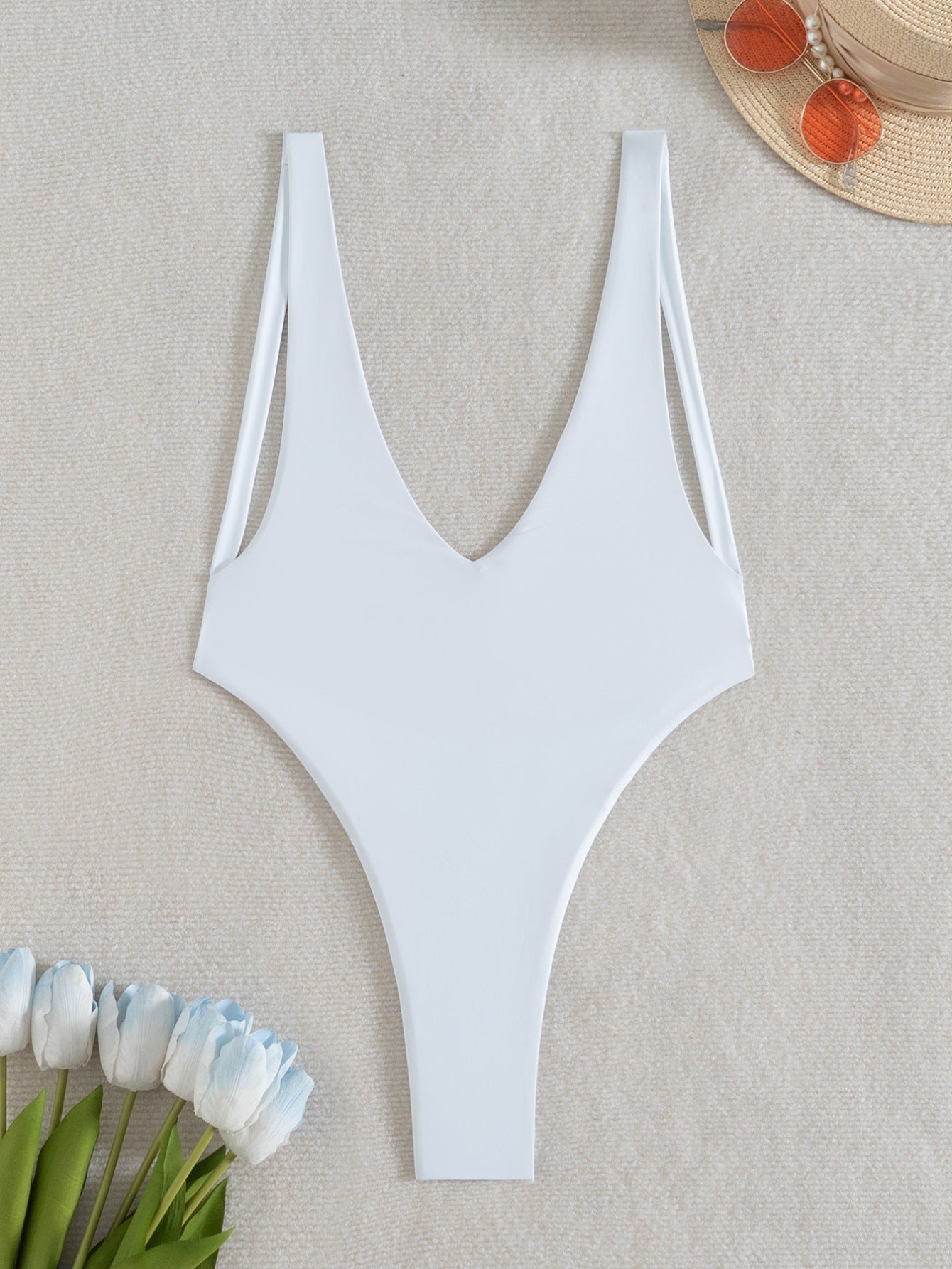Backless Boho White One-Piece Swimsuit