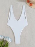 Backless Boho White One-Piece Swimsuit