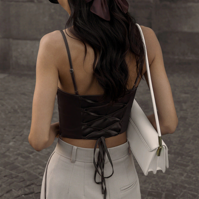 Backless Striped Sleeveless Overall Vest for Women