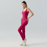 Combinaison de yoga sans manches à col en U pour femme