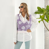 Preppy Süßer Pilz Jacquard Weste Pullover für Damen