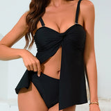 Tankini Top Split Tube Top Two-Way Sexy Split Bikini Swimsuit