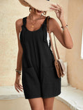 Relaxed Fit Suspender Shorts Romper for Women