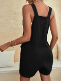 Relaxed Fit Suspender Shorts Romper for Women