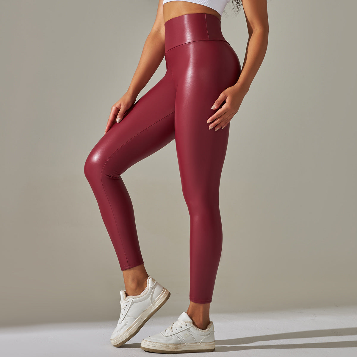 High Waist Faux Leather Leggings for Women