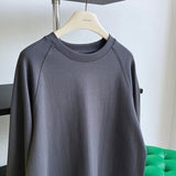 Solid Color Round Neck Long Sleeve Bandage Dress T-Shirt for Women