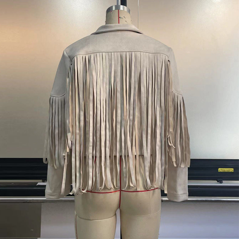 Schicke Wildlederjacke mit Quaste für Damen