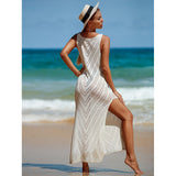 Rückenfreies gestricktes Maxi-Strandkleid