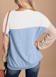 Sweat-shirt rayé à imprimé mosaïque colorblock – Pull décontracté chic pour femme