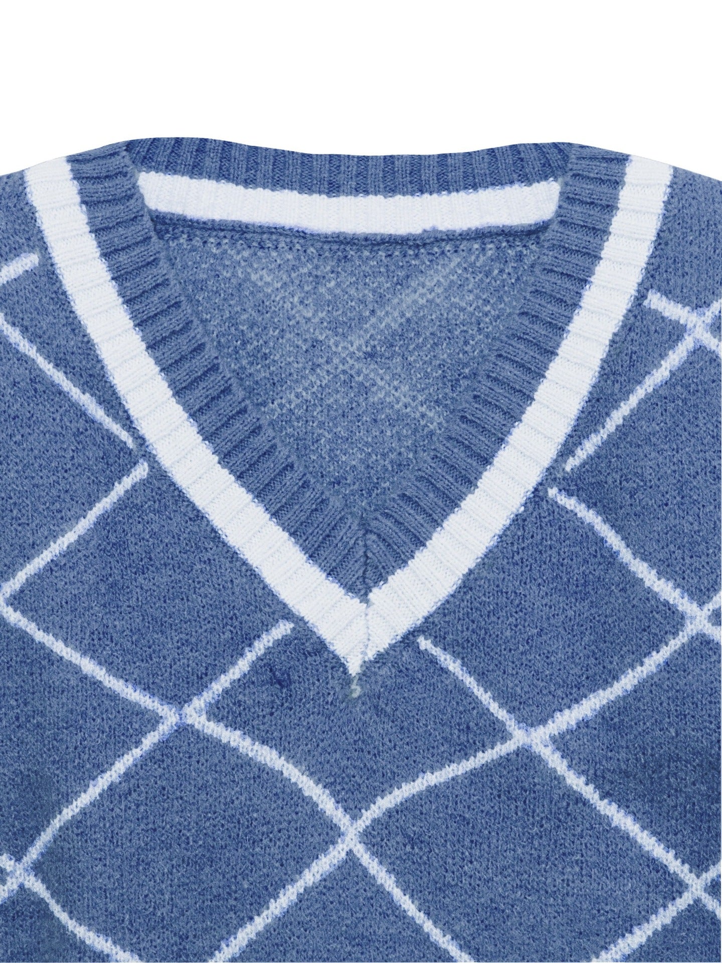 Retro-Oberbekleidung, Strickweste – lockerer Pullover mit V-Ausschnitt, rhombisch, weich, klebrig, Mädchenherz, ärmelloses Westentop für Damen