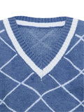 Retro-Oberbekleidung, Strickweste – lockerer Pullover mit V-Ausschnitt, rhombisch, weich, klebrig, Mädchenherz, ärmelloses Westentop für Damen