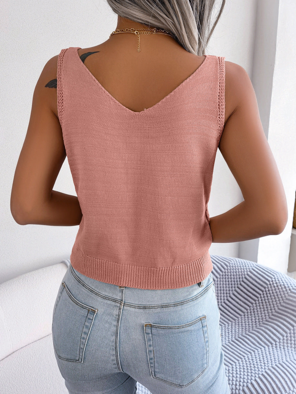 Casual V Neck Buttons Plait Cardigan for Women