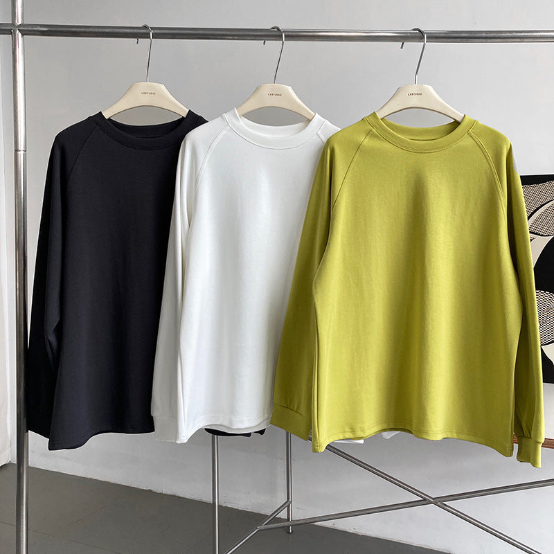 Solid Color Round Neck Long Sleeve Bandage Dress T-Shirt for Women