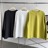 Solid Color Round Neck Long Sleeve Bandage Dress T-Shirt for Women