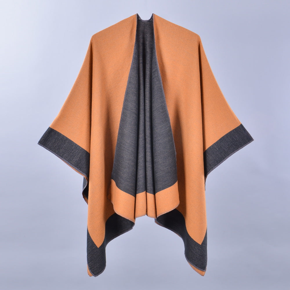 Double-Sided Frame Piping Shawl Yellow and Black